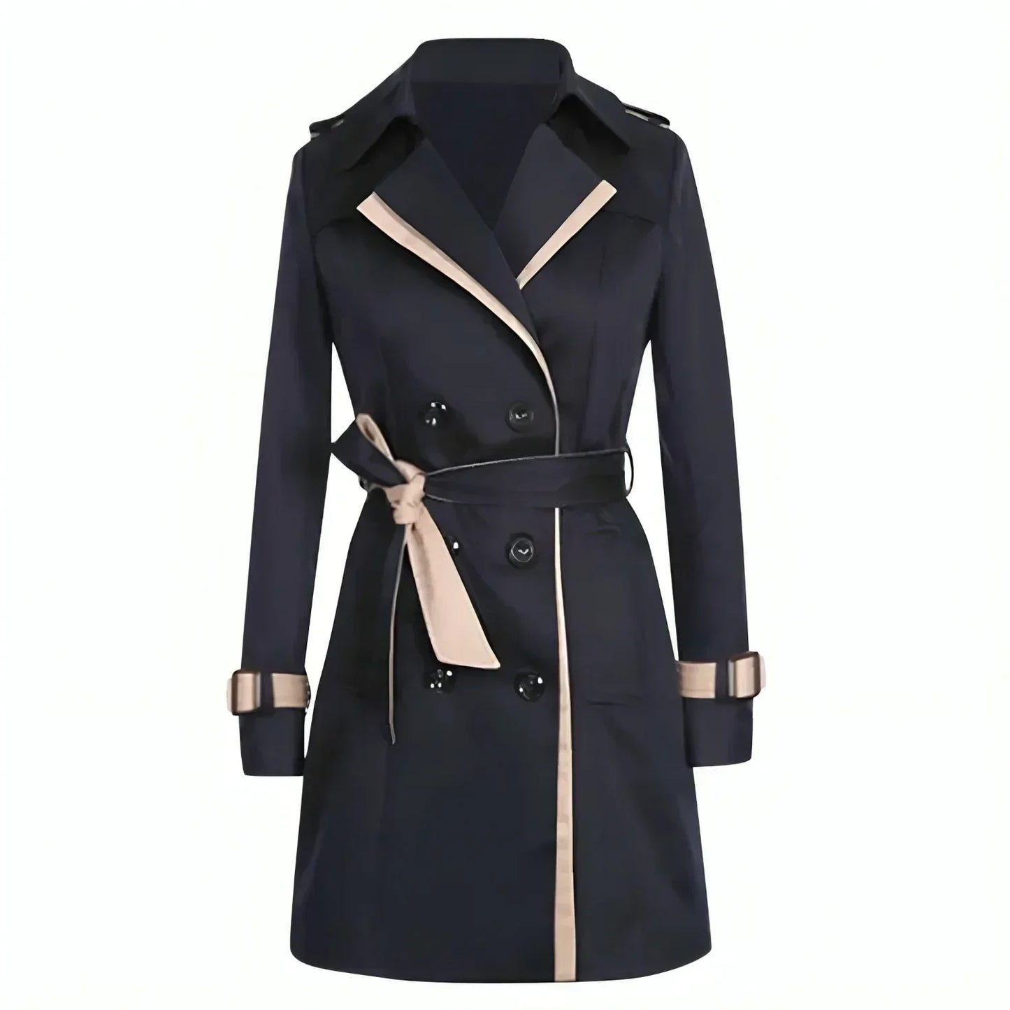 Women's Double-Breasted Trench Coat Belted Cotton