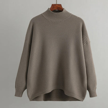 Women's Ribbed Mock Neck Sweater Cozy Knit - 
Fashinoza