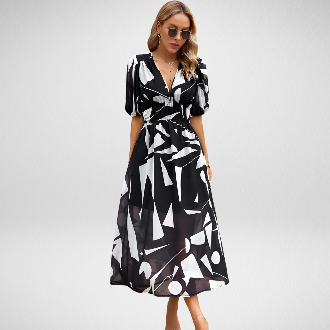 Women's V Neck Flowy Dress Violet