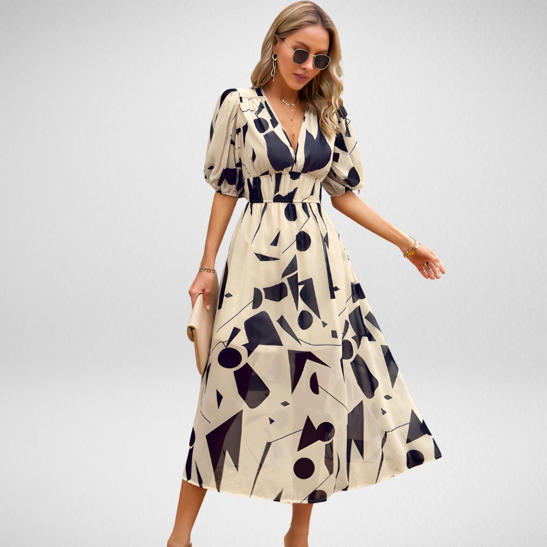 Women's V Neck Flowy Dress Violet - Fashinoza
