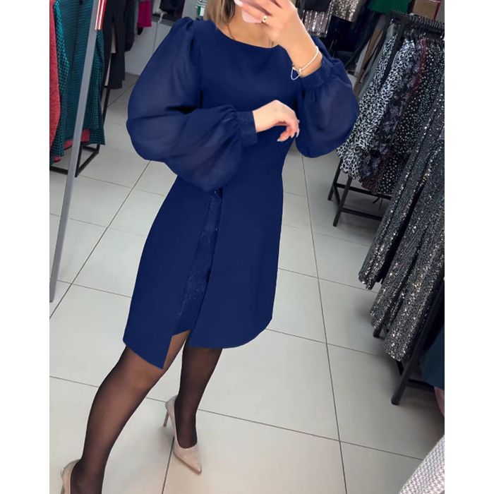 Women's Puff Sleeve Dress Gathered Cuffs