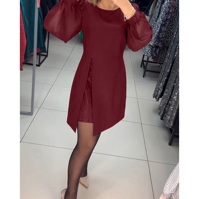 Women's Puff Sleeve Dress Gathered Cuffs