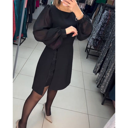 Women's Puff Sleeve Dress Gathered Cuffs