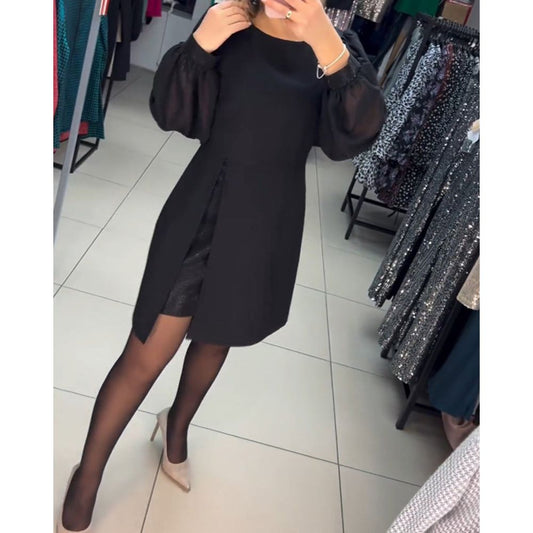 Women's Puff Sleeve Dress Gathered Cuffs - Fashinoza