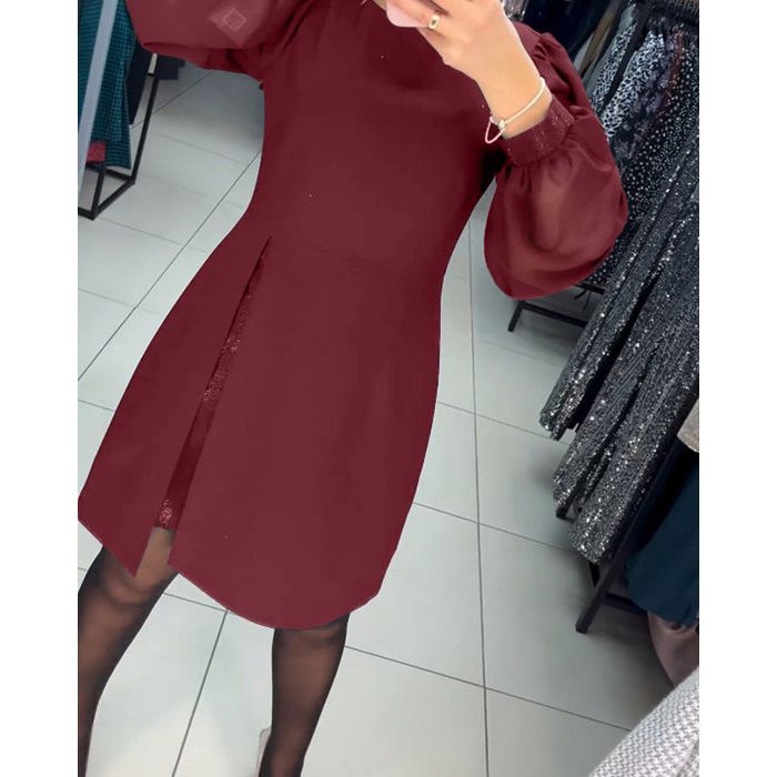 Women's Puff Sleeve Dress Gathered Cuffs