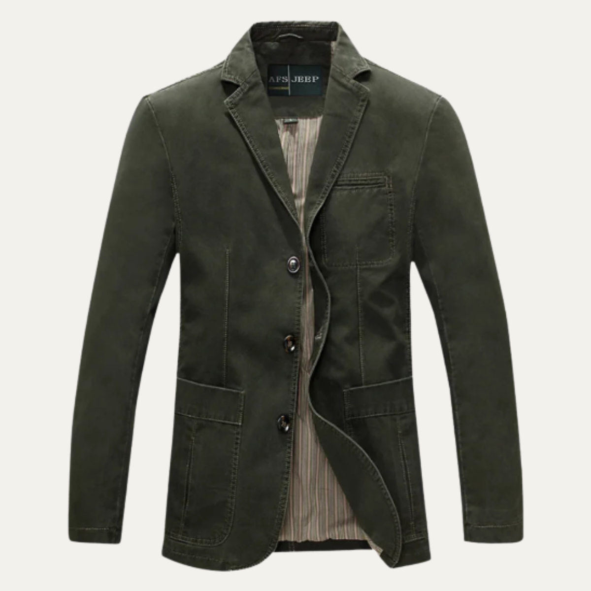 Men's Slim Fit Cotton Blazer Lightweight Beige - Fashinoza