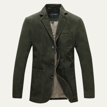 Men's Slim Fit Cotton Blazer Lightweight Beige - Fashinoza