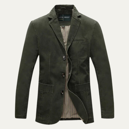 Men's Slim Fit Cotton Blazer Lightweight Beige - Fashinoza