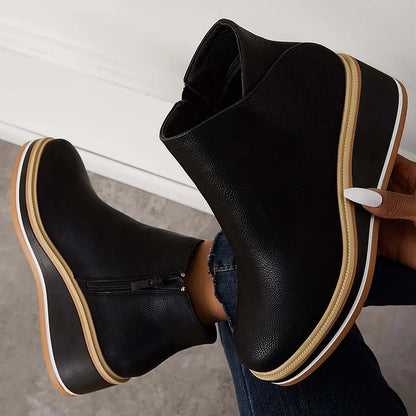 Women's Side Zip Wedge Boots