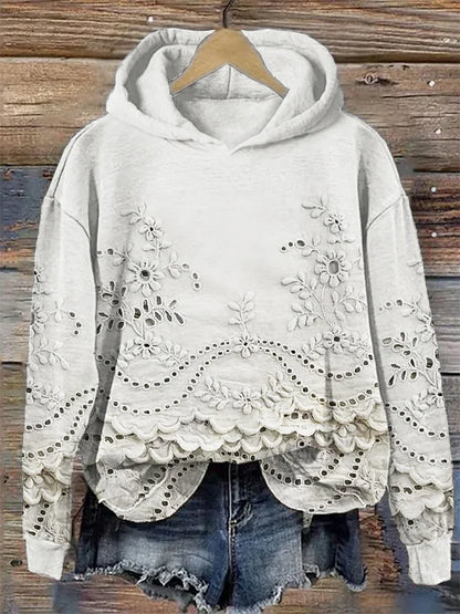 Women's Hoodie Decorative Cutout Detailing