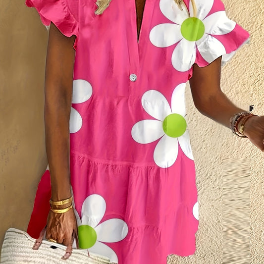 Women's Floral Tummy Control Dress - Fashinoza