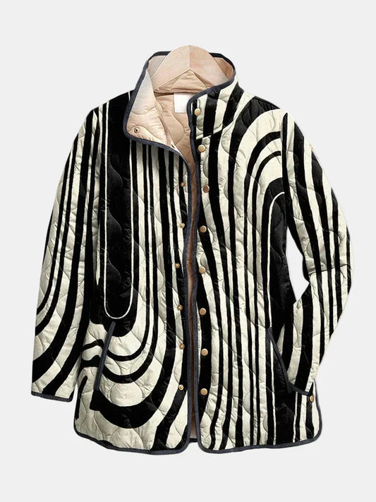 Women's Quilted Graphic Print Jacket - Fashinoza