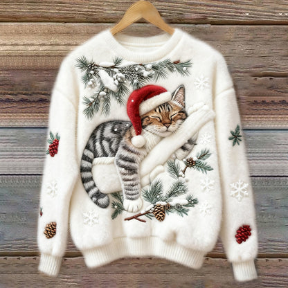 Women's Graphic Sweater 3D Kitten Design