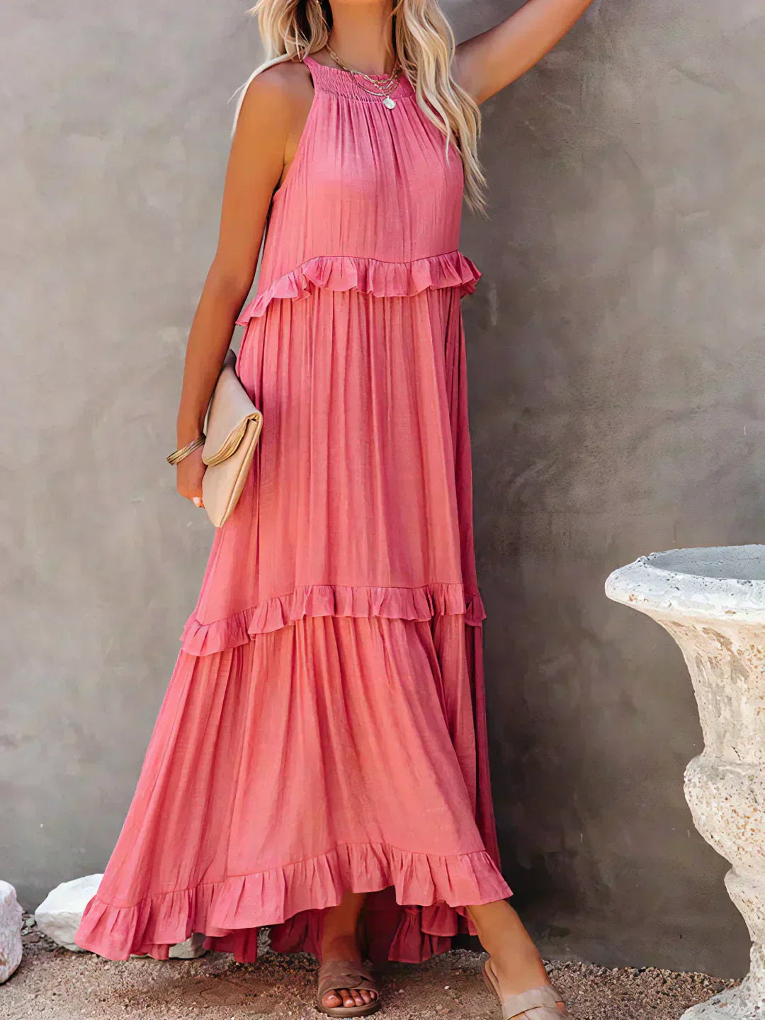 Elegant Women's Sleeveless Ruffle Dress