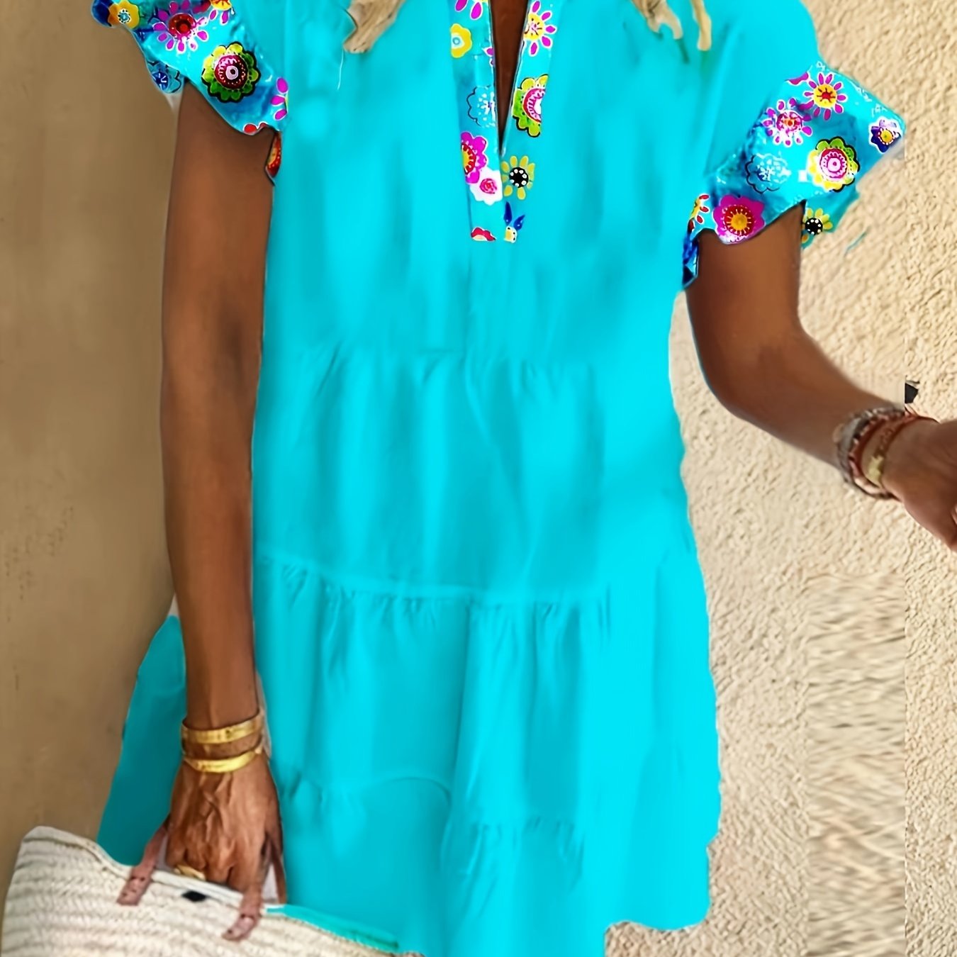 Women's Boho Flowy Cocktail Dress - Fashinoza