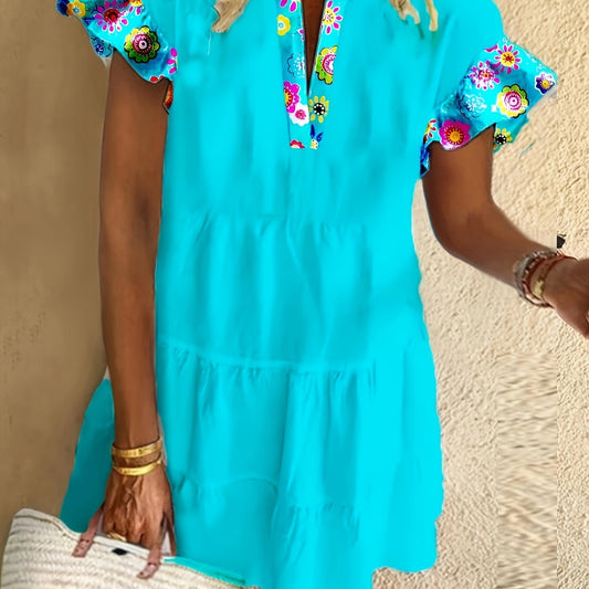Women's Boho Flowy Cocktail Dress - Fashinoza