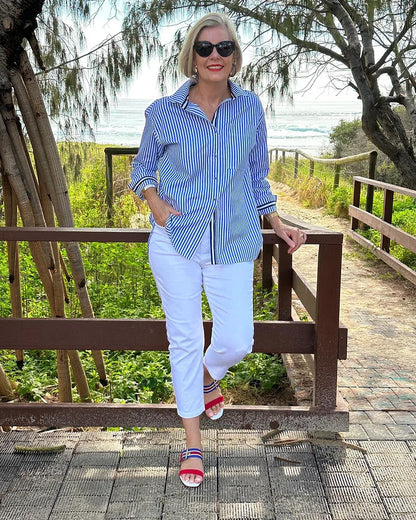 Hailey | Women Spring Relaxed Striped Button Down Shirt
