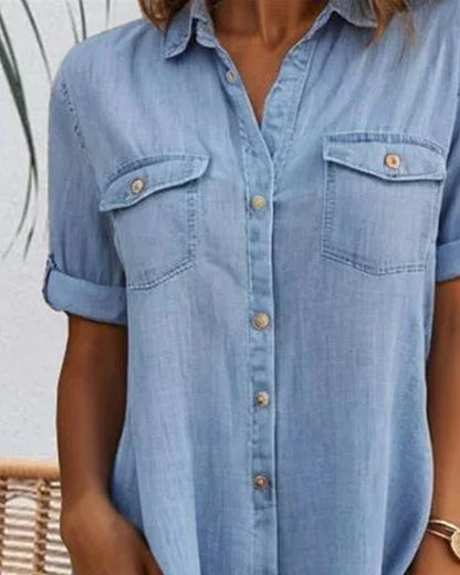 Women's Collared Dress With Front Pockets