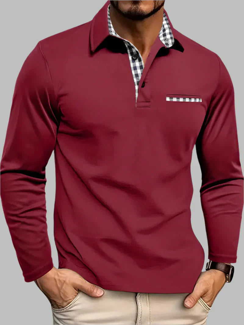 Men's Long-Sleeve Polo Shirt Cotton Classic