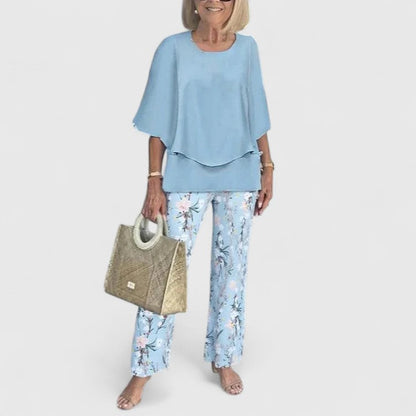 Women's Floral Print And Pants Set