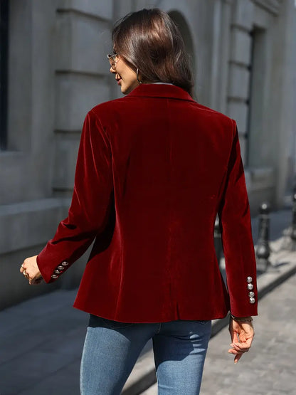 Women's Single Button Blazer Notched Lapel