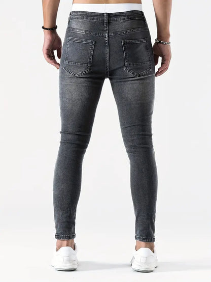Men's Ripped Skinny Jeans Distressed Denim Blue