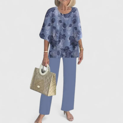 Women's Floral Print And Pants Set