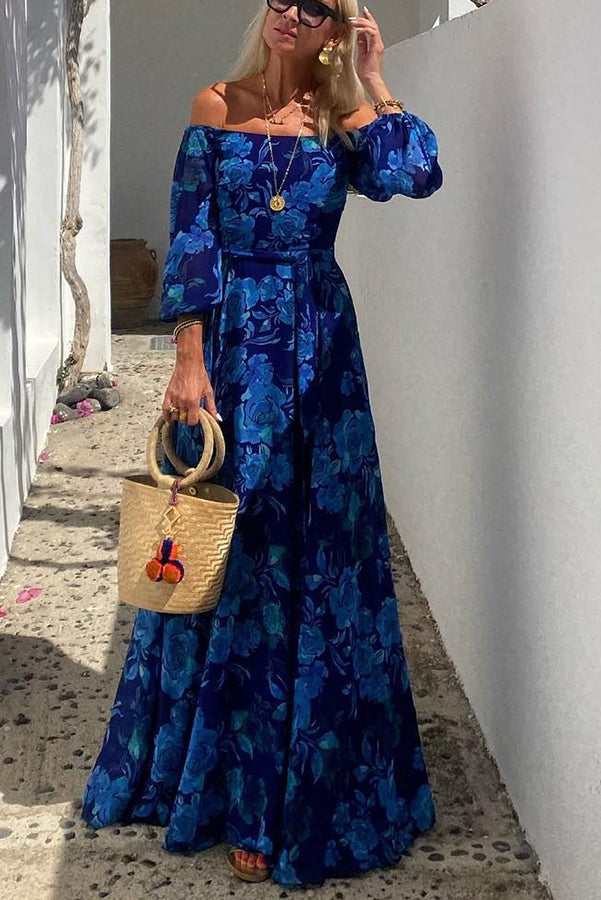 Women's Off Shoulder Floral Maxi Dress