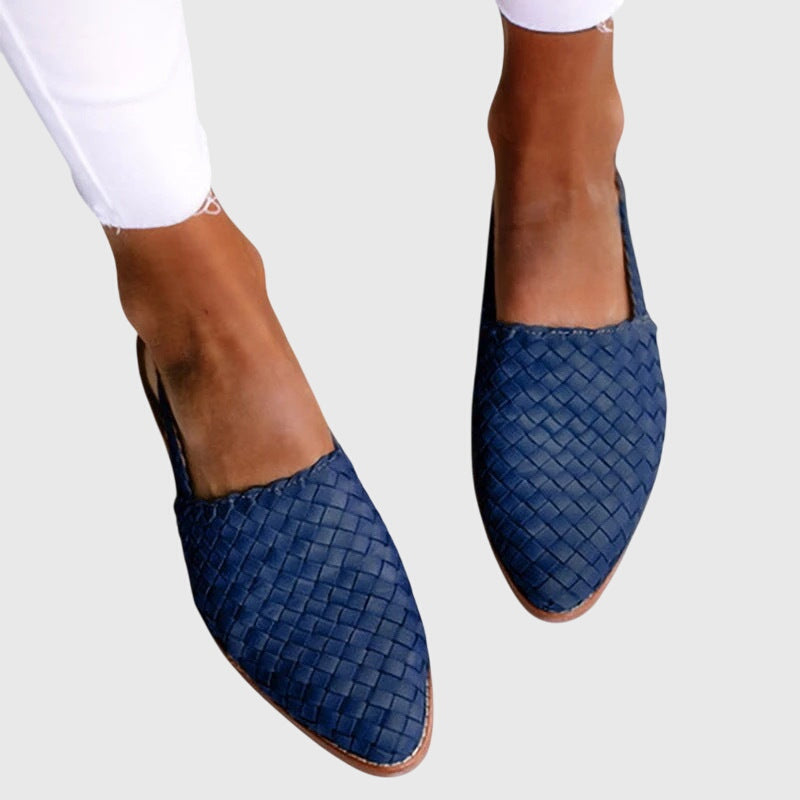 Evelyn | Womens Woven Slip On Flat Shoes