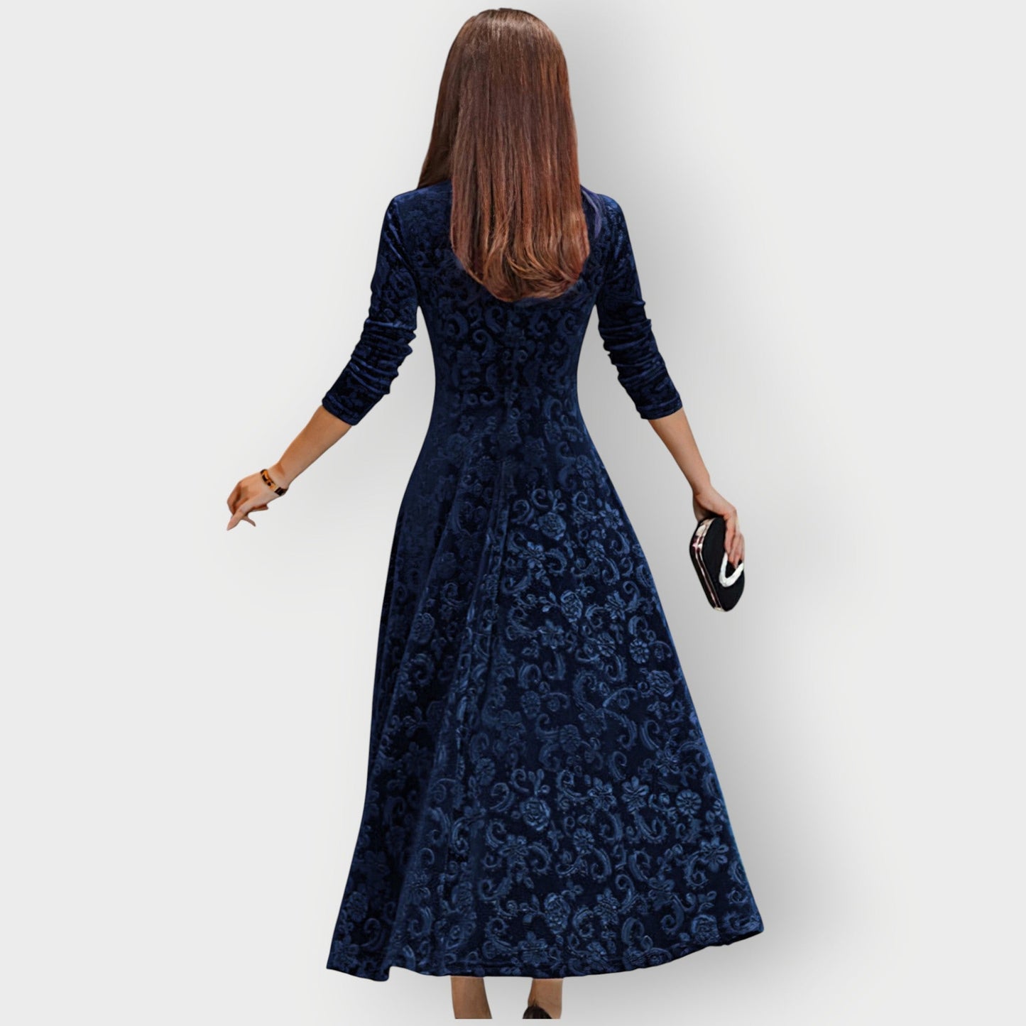 Women's Velvet Midi Dress Vintage Style