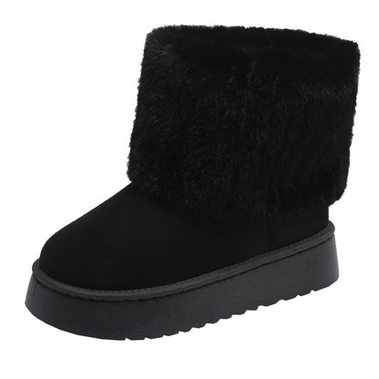 Women's Fur Trim Ankle Boots Platform - 
Fashinoza