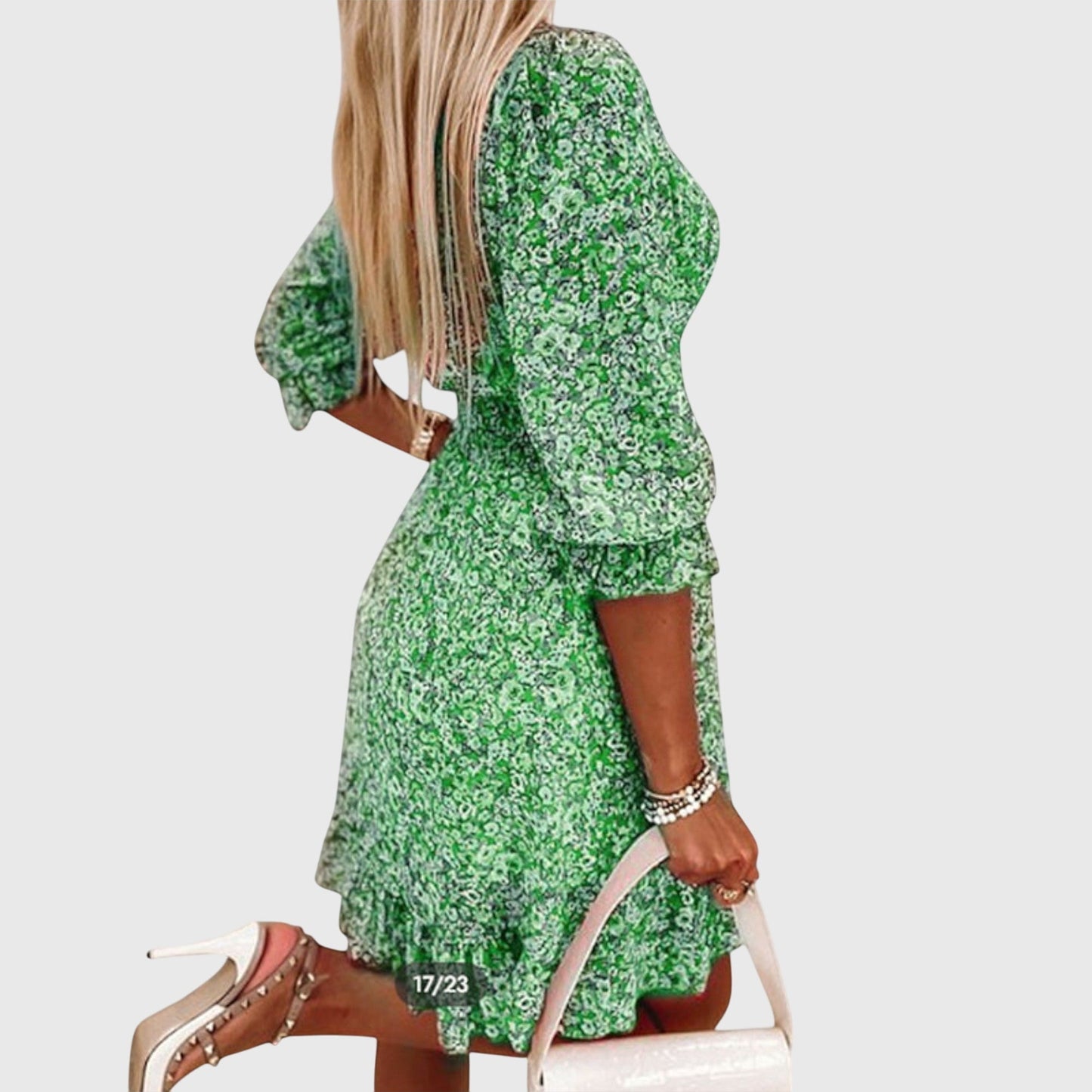 Women's Spring Smocked V-Neck Midi Dress