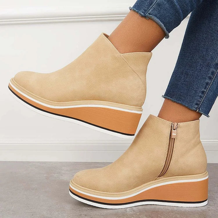 Women's Side Zip Wedge Boots