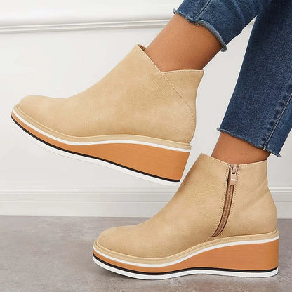 Women's Side Zip Wedge Boots