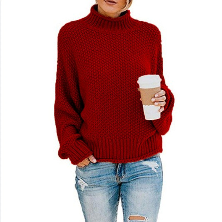 Women's Chunky Knit Turtleneck Sweater Oversized Cozy