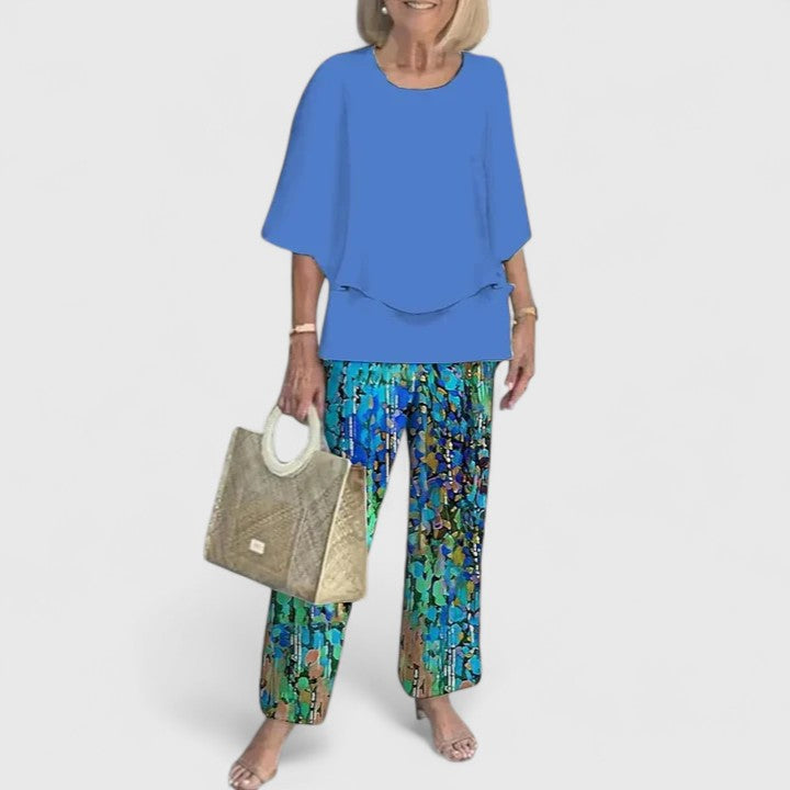 Women's Floral Print And Pants Set