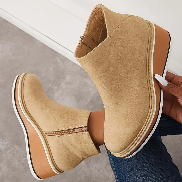 Women's Side Zip Wedge Boots