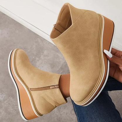 Women's Side Zip Wedge Boots