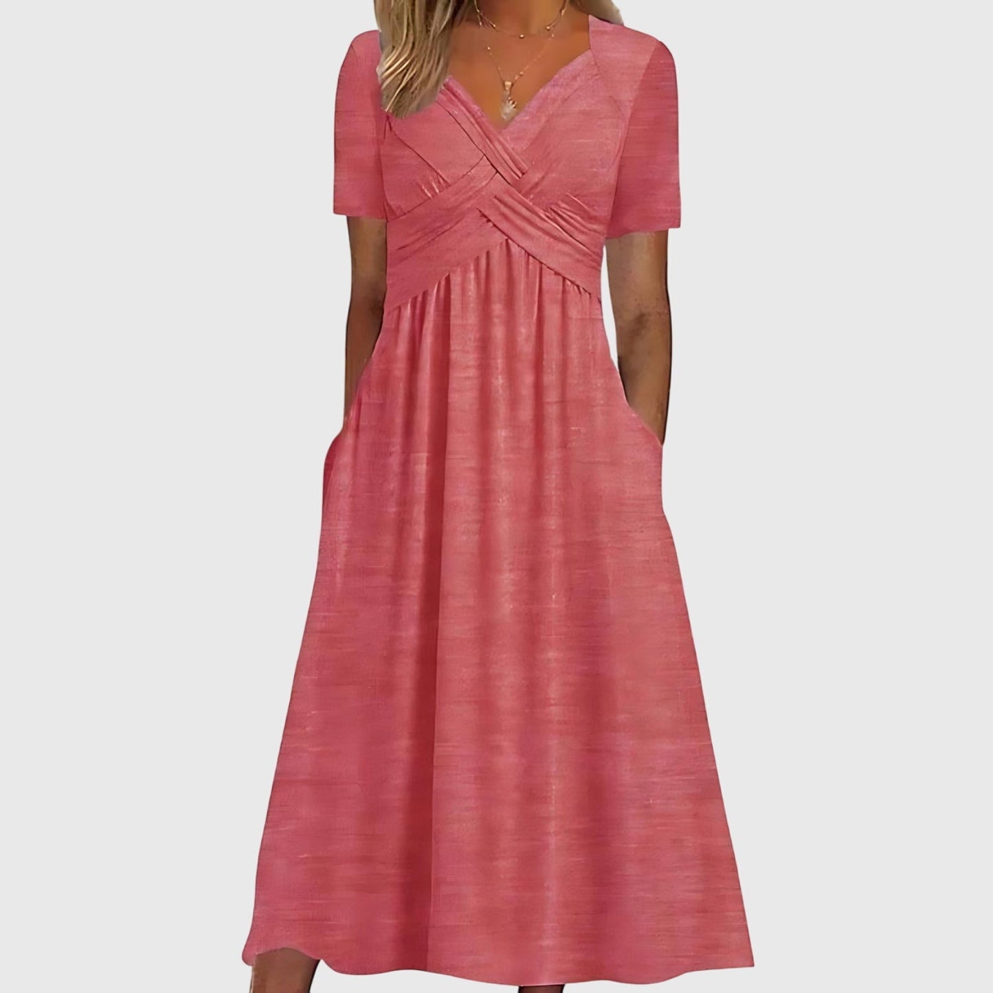 Jasmine | Womens V Neck Flowy Midi Dress