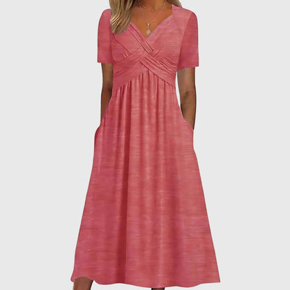 Jasmine | Womens V Neck Flowy Midi Dress