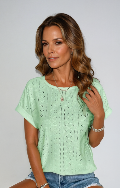 Women's Eyelet Blouse Casual White