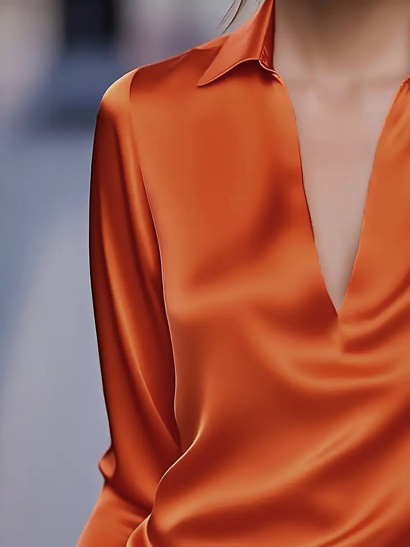 Women's Collared V-Neck Blouse