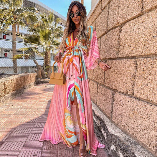 Women's Graphic Print Maxi Dress Colorful - 
Fashinoza