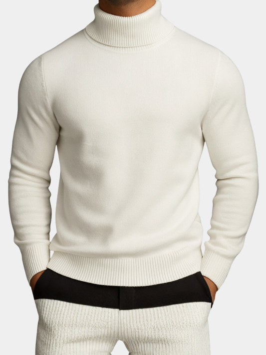 Men's Turtleneck Sweater Ribbed Hem - Fashinoza