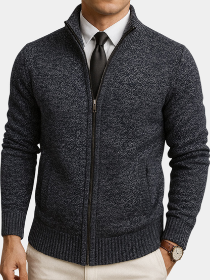 Men's Long Sleeve Zip Front Cardigan - Fashinoza