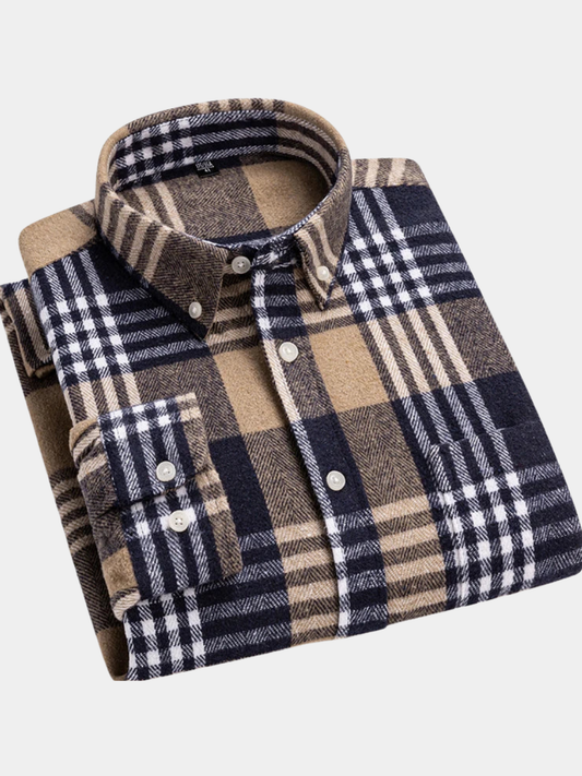 Men's Plaid Long Sleeve Shirt Button Front - Fashinoza