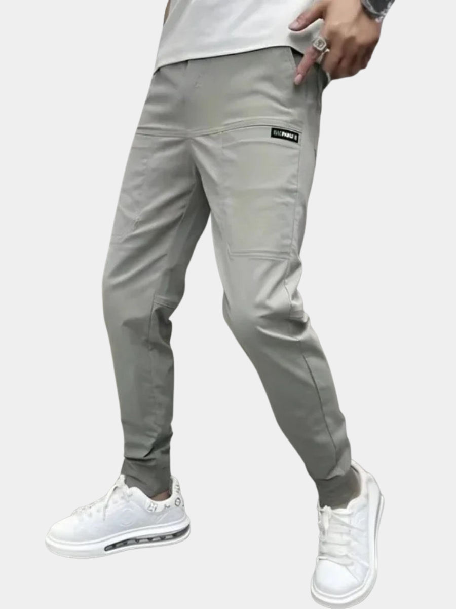 Men's Tapered Pants Cotton Side Pockets Cuffed Ankles - 
Fashinoza