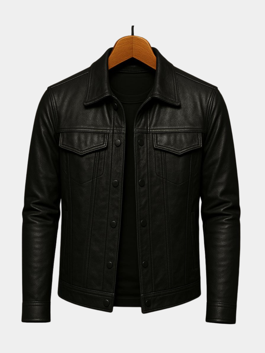 Men's Stand Collar Jacket Cotton Snap Front Chest Pockets - 
Fashinoza