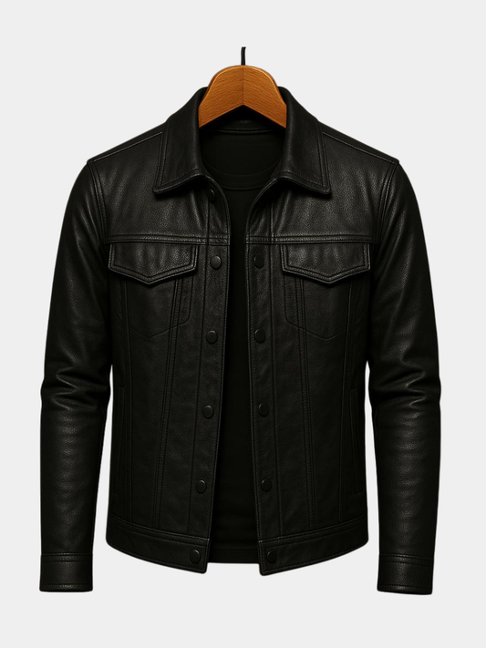 Men's Stand Collar Jacket Cotton Snap Front Chest Pockets - 
Fashinoza