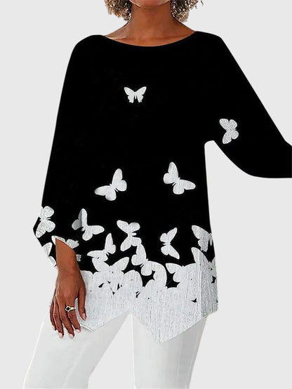 Caroline | Women’s Winter Butterfly Print Tunic Top
